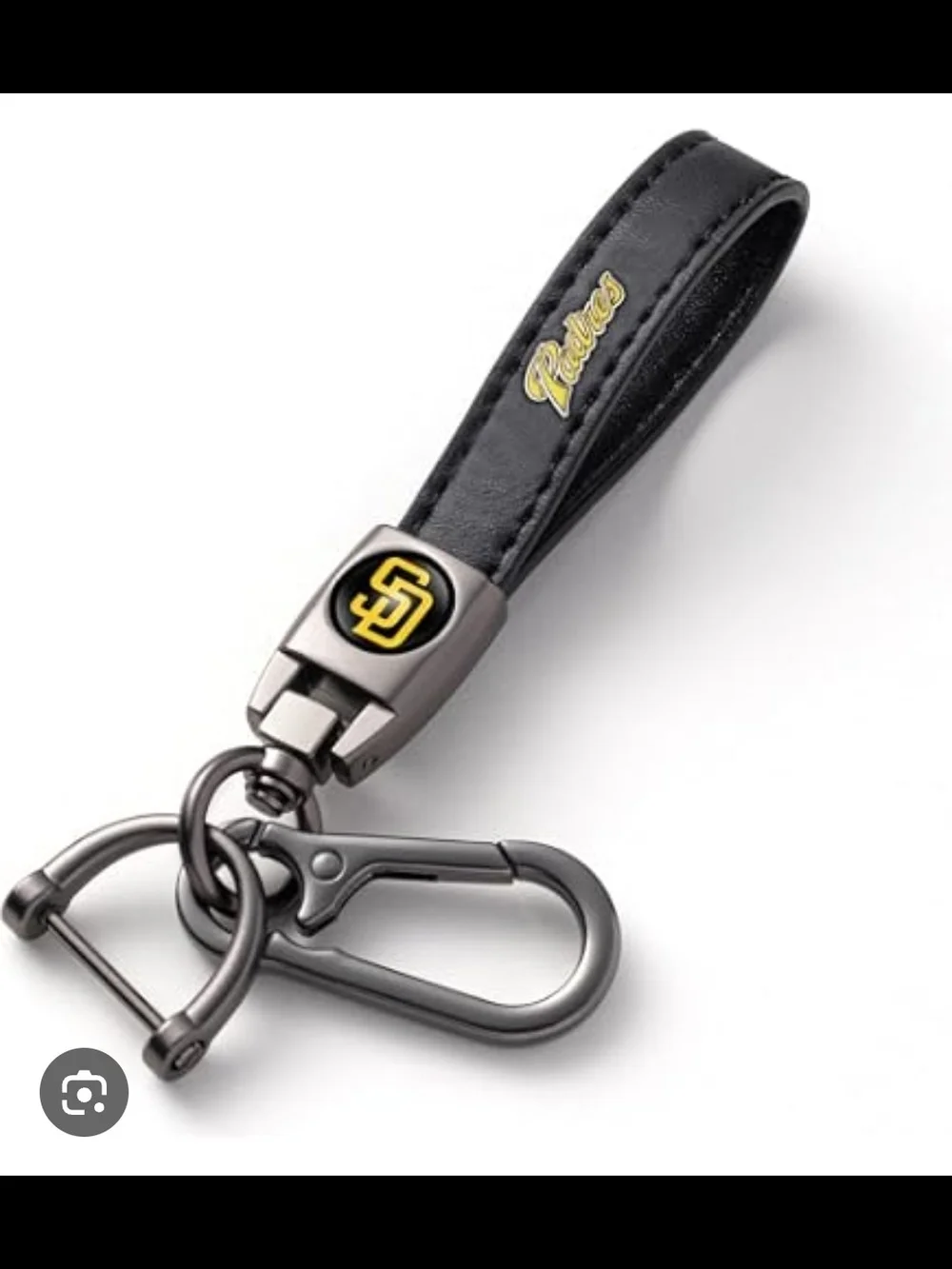 Set Of 5 Padres Black Leather Loop Keychain with Metal Clip NEW IN PACKAGE